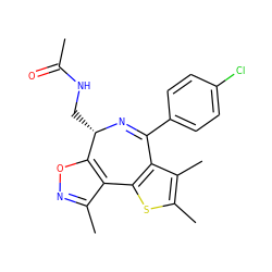 CC(=O)NC[C@@H]1N=C(c2ccc(Cl)cc2)c2c(sc(C)c2C)-c2c(C)noc21 ZINC000096284464