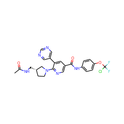 CC(=O)NC[C@H]1CCN(c2ncc(C(=O)Nc3ccc(OC(F)(F)Cl)cc3)cc2-c2cncnc2)C1 ZINC001772649439