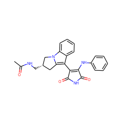 CC(=O)NC[C@H]1Cc2c(C3=C(Nc4ccccc4)C(=O)NC3=O)c3ccccc3n2C1 ZINC000103204143