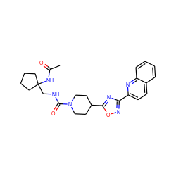 CC(=O)NC1(CNC(=O)N2CCC(c3nc(-c4ccc5ccccc5n4)no3)CC2)CCCC1 ZINC000072181059