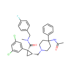 CC(=O)NC1(c2ccccc2)CCN(C[C@@H]2C[C@@]2(C(=O)N(C)Cc2ccc(F)cc2)c2cc(Cl)cc(Cl)c2)CC1 ZINC000066099945