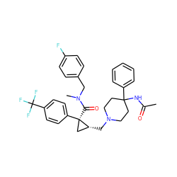 CC(=O)NC1(c2ccccc2)CCN(C[C@@H]2C[C@@]2(C(=O)N(C)Cc2ccc(F)cc2)c2ccc(C(F)(F)F)cc2)CC1 ZINC000066112639