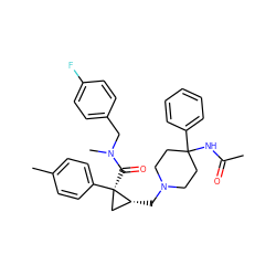 CC(=O)NC1(c2ccccc2)CCN(C[C@@H]2C[C@@]2(C(=O)N(C)Cc2ccc(F)cc2)c2ccc(C)cc2)CC1 ZINC000066097181