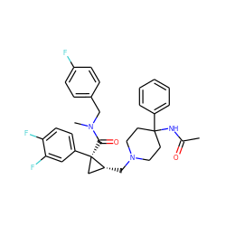 CC(=O)NC1(c2ccccc2)CCN(C[C@@H]2C[C@@]2(C(=O)N(C)Cc2ccc(F)cc2)c2ccc(F)c(F)c2)CC1 ZINC000066066565