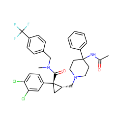 CC(=O)NC1(c2ccccc2)CCN(C[C@@H]2C[C@]2(C(=O)N(C)Cc2ccc(C(F)(F)F)cc2)c2ccc(Cl)c(Cl)c2)CC1 ZINC000066073702