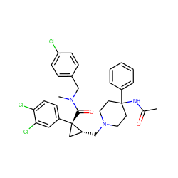 CC(=O)NC1(c2ccccc2)CCN(C[C@@H]2C[C@]2(C(=O)N(C)Cc2ccc(Cl)cc2)c2ccc(Cl)c(Cl)c2)CC1 ZINC000066066440