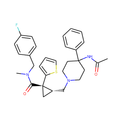 CC(=O)NC1(c2ccccc2)CCN(C[C@@H]2C[C@]2(C(=O)N(C)Cc2ccc(F)cc2)c2cccs2)CC1 ZINC000066066592