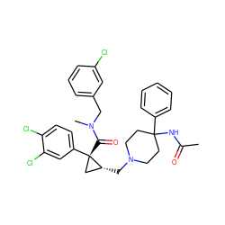 CC(=O)NC1(c2ccccc2)CCN(C[C@@H]2C[C@]2(C(=O)N(C)Cc2cccc(Cl)c2)c2ccc(Cl)c(Cl)c2)CC1 ZINC000066073652