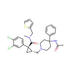 CC(=O)NC1(c2ccccc2)CCN(C[C@@H]2C[C@]2(C(=O)N(C)Cc2cccs2)c2ccc(Cl)c(Cl)c2)CC1 ZINC000066099064