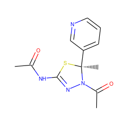 CC(=O)NC1=NN(C(C)=O)[C@](C)(c2cccnc2)S1 ZINC000000201308