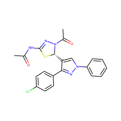 CC(=O)NC1=NN(C(C)=O)[C@H](c2cn(-c3ccccc3)nc2-c2ccc(Cl)cc2)S1 ZINC000299820274