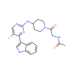 CC(=O)NCC(=O)N1CCC(Nc2ncc(Cl)c(-c3c[nH]c4ccccc34)n2)CC1 ZINC000028896591