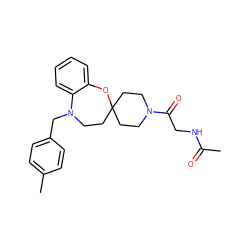 CC(=O)NCC(=O)N1CCC2(CC1)CCN(Cc1ccc(C)cc1)c1ccccc1O2 ZINC000095594697