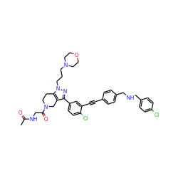 CC(=O)NCC(=O)N1CCc2c(c(-c3ccc(Cl)c(C#Cc4ccc(CNCc5ccc(Cl)cc5)cc4)c3)nn2CCCN2CCOCC2)C1 ZINC000095596638