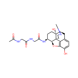 CC(=O)NCC(=O)NCC(=O)N[C@H]1CC[C@@]2(O)[C@H]3Cc4ccc(O)c5c4[C@@]2(CCN3C)[C@H]1O5 ZINC000026156084