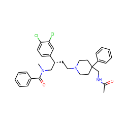 CC(=O)NCC1(c2ccccc2)CCN(CC[C@H](CN(C)C(=O)c2ccccc2)c2ccc(Cl)c(Cl)c2)CC1 ZINC000028008939