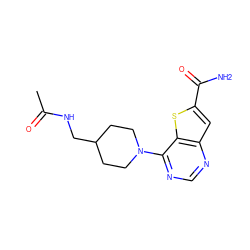 CC(=O)NCC1CCN(c2ncnc3cc(C(N)=O)sc23)CC1 ZINC000095587830