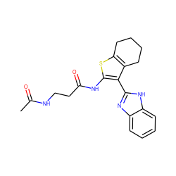 CC(=O)NCCC(=O)Nc1sc2c(c1-c1nc3ccccc3[nH]1)CCCC2 ZINC000017485017