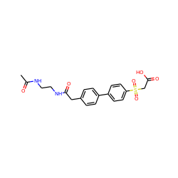 CC(=O)NCCNC(=O)Cc1ccc(-c2ccc(S(=O)(=O)CC(=O)O)cc2)cc1 ZINC000003600335