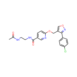 CC(=O)NCCNC(=O)c1ccc(OCc2conc2-c2ccc(Cl)cc2)nc1 ZINC000142168769