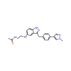 CC(=O)NCCNc1ccc2[nH]nc(Cc3ccc(-c4cnn(C)c4)cc3)c2c1 ZINC000653724983