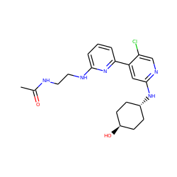 CC(=O)NCCNc1cccc(-c2cc(N[C@H]3CC[C@H](O)CC3)ncc2Cl)n1 ZINC000261162412