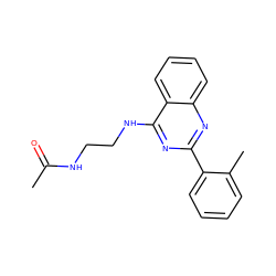 CC(=O)NCCNc1nc(-c2ccccc2C)nc2ccccc12 ZINC000004239360