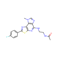 CC(=O)NCCNc1nc2sc(-c3ccc(F)cc3)nc2c2c1ncn2C ZINC000040430256