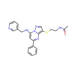 CC(=O)NCCSc1cnn2c(NCc3cccnc3)cc(-c3ccccc3)nc12 ZINC000028958800