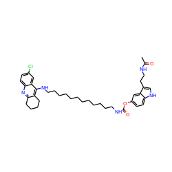 CC(=O)NCCc1c[nH]c2ccc(OC(=O)NCCCCCCCCCCCCNc3c4c(nc5ccc(Cl)cc35)CCCC4)cc12 ZINC000221458286