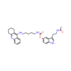 CC(=O)NCCc1c[nH]c2ccc(OC(=O)NCCCCCNc3c4c(nc5ccccc35)CCCC4)cc12 ZINC000221458019