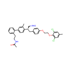 CC(=O)NCCc1ccccc1-c1ccc([C@@H](CN)Cc2ccc(OCCOc3c(Cl)cc(C)cc3Cl)cc2)c(C)c1 ZINC000043203312