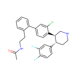 CC(=O)NCCc1ccccc1-c1ccc([C@H]2CNCC[C@@H]2c2ccc(F)c(F)c2)c(Cl)c1 ZINC000073297079