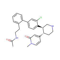 CC(=O)NCCc1ccccc1-c1ccc([C@H]2CNCC[C@@H]2c2ccn(C)c(=O)c2)c(Cl)c1 ZINC000073297118