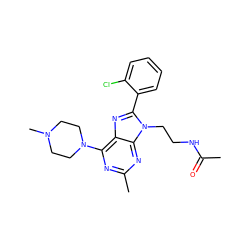 CC(=O)NCCn1c(-c2ccccc2Cl)nc2c(N3CCN(C)CC3)nc(C)nc21 ZINC000103243460