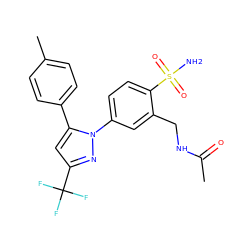 CC(=O)NCc1cc(-n2nc(C(F)(F)F)cc2-c2ccc(C)cc2)ccc1S(N)(=O)=O ZINC000013588995