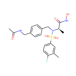 CC(=O)NCc1ccc(CN([C@H](C)C(=O)NO)S(=O)(=O)c2ccc(F)c(C)c2)cc1 ZINC000473148682