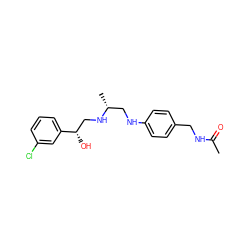 CC(=O)NCc1ccc(NC[C@@H](C)NC[C@H](O)c2cccc(Cl)c2)cc1 ZINC000011422486