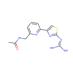 CC(=O)NCc1cccc(-c2csc(N=C(N)N)n2)n1 ZINC000003925437