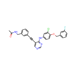 CC(=O)NCc1cccc(C#Cc2cncnc2Nc2ccc(OCc3cccc(F)c3)c(Cl)c2)c1 ZINC000034800054