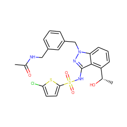 CC(=O)NCc1cccc(Cn2nc(NS(=O)(=O)c3ccc(Cl)s3)c3c([C@H](C)O)cccc32)c1 ZINC000095583587