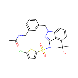 CC(=O)NCc1cccc(Cn2nc(NS(=O)(=O)c3ccc(Cl)s3)c3c(C(C)(C)O)cccc32)c1 ZINC000095583750