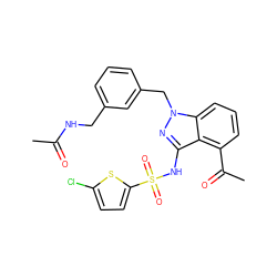 CC(=O)NCc1cccc(Cn2nc(NS(=O)(=O)c3ccc(Cl)s3)c3c(C(C)=O)cccc32)c1 ZINC000095584852