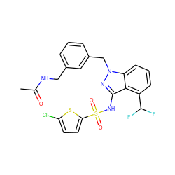 CC(=O)NCc1cccc(Cn2nc(NS(=O)(=O)c3ccc(Cl)s3)c3c(C(F)F)cccc32)c1 ZINC000095583833