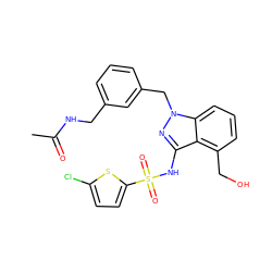 CC(=O)NCc1cccc(Cn2nc(NS(=O)(=O)c3ccc(Cl)s3)c3c(CO)cccc32)c1 ZINC000095581685