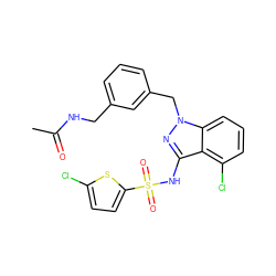 CC(=O)NCc1cccc(Cn2nc(NS(=O)(=O)c3ccc(Cl)s3)c3c(Cl)cccc32)c1 ZINC000095581722