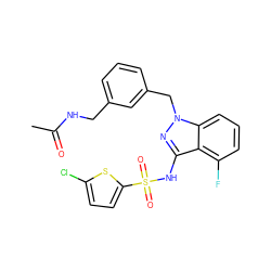 CC(=O)NCc1cccc(Cn2nc(NS(=O)(=O)c3ccc(Cl)s3)c3c(F)cccc32)c1 ZINC000095584289