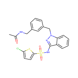 CC(=O)NCc1cccc(Cn2nc(NS(=O)(=O)c3ccc(Cl)s3)c3ccccc32)c1 ZINC000095581112