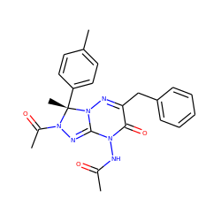 CC(=O)NN1C(=O)C(Cc2ccccc2)=NN2C1=NN(C(C)=O)[C@]2(C)c1ccc(C)cc1 ZINC000084619640