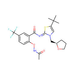 CC(=O)NOc1ccc(C(F)(F)F)cc1C(=O)/N=c1\sc(C(C)(C)C)cn1C[C@H]1CCCO1 ZINC000118217541